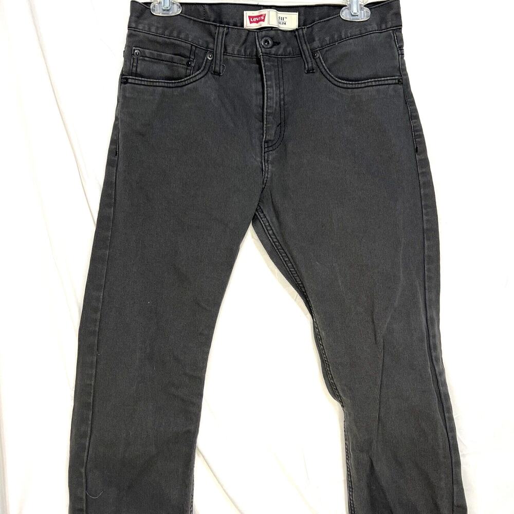 Levis 511 Slim Fit Jeans Warp Stretch Corduroy Pants Gray 29x29